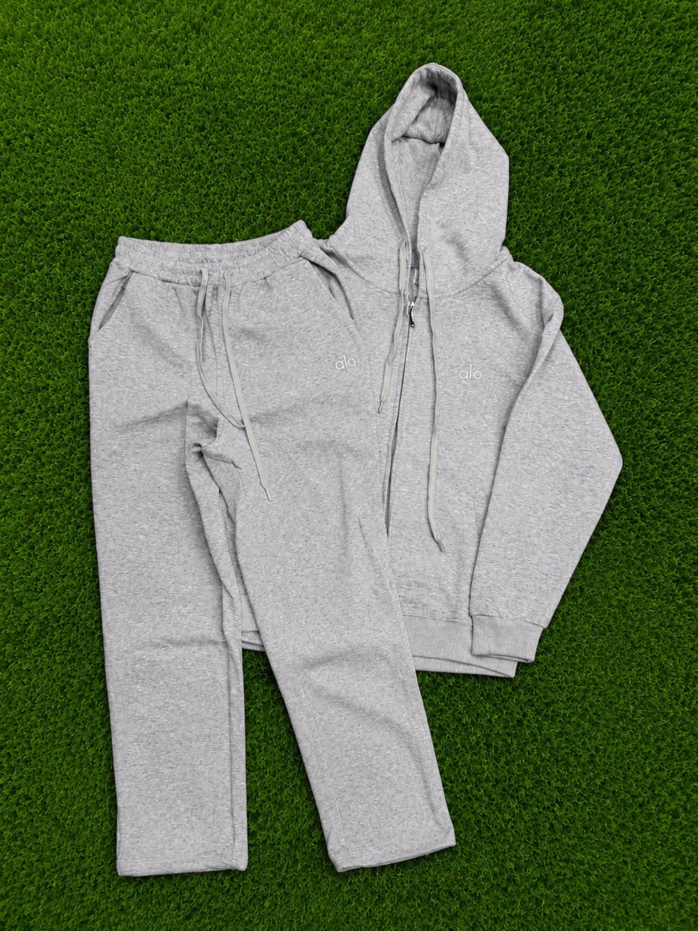 Alo Heather Gray Hoodie & Sweatpants Matching Set Size L Unisex